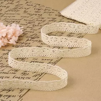 Кружево вязаное, 25 мм 10 ± 1 м, цвет бежевый