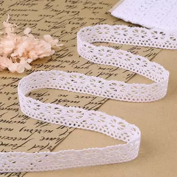 Кружево вязаное, 25 мм 10 ± 1 м, цвет белый