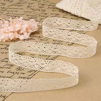 Кружево вязаное, 28 мм 10 ± 1 м, цвет бежевый