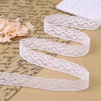 Кружево вязаное, 28 мм 10 ± 1 м, цвет белый