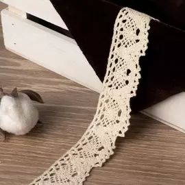Кружево вязаное, 30 мм × 15 ± 1 м, цвет бежевый
