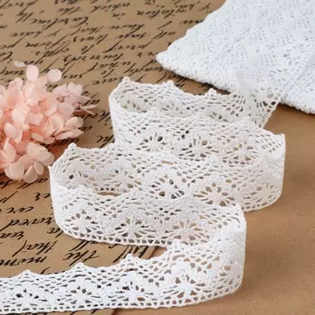 Кружево вязаное, 32 мм 10 ± 1 м, цвет белый