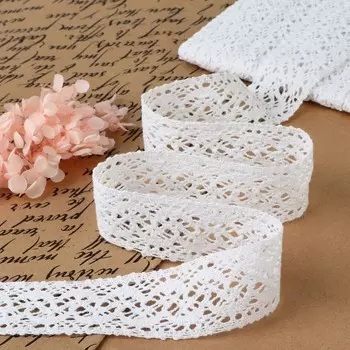 Кружево вязаное, 37 мм 10 ± 1 м, цвет белый