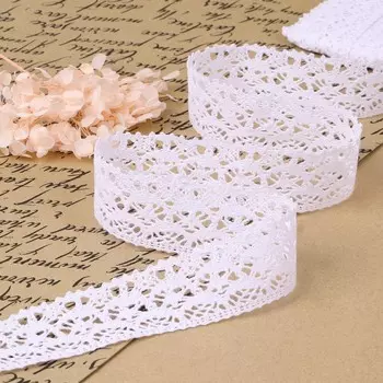 Кружево вязаное, 40 мм 10 ± 1 м, цвет белый