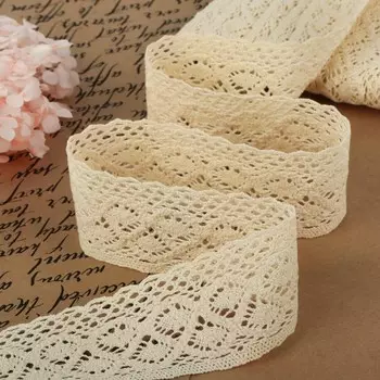 Кружево вязаное, 50 мм, 10±1 м, бежевое