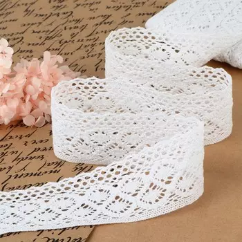 Кружево вязаное, 50 мм, 10±1 м, белое