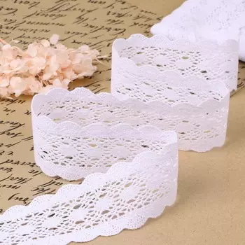 Кружево вязаное, 50 мм 10 ± 1 м, цвет белый