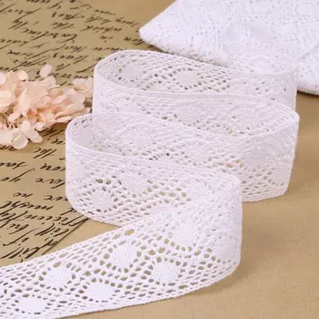 Кружево вязаное, 50 мм 10 ± 1 м, цвет белый