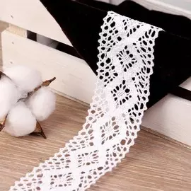 Кружево вязаное, 50 мм, 10±1 м, белое