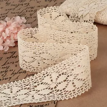 Кружево вязаное, 60 мм 10 ± 1 м, цвет бежевый