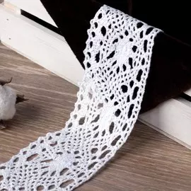 Кружево вязаное, 60 мм 15 ± 1 м, цвет кипенно-белый