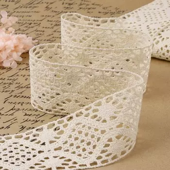 Кружево вязаное, 65 мм 10 ± 1 м, цвет бежевый