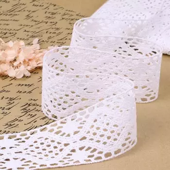 Кружево вязаное, 65 мм 10 ± 1 м, цвет белый