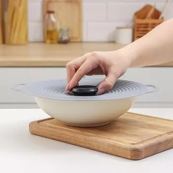 Крышка универсальная доляна, силикон, d=22,5 см, цвет серый