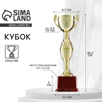 Кубок 042с, наградная фигура, золото, подставка пластик, 26,2 8,7 7,5 см.