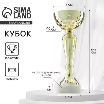 Кубок 150с, наградная фигура, золото, подставка камень, 17.3 см