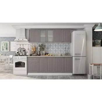 Кухонный гарнитур хозяюшка, 2000х600х2100, мдф, белый/трюфель