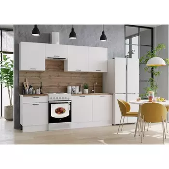 Кухонный гарнитур паола 2400, белый/белый