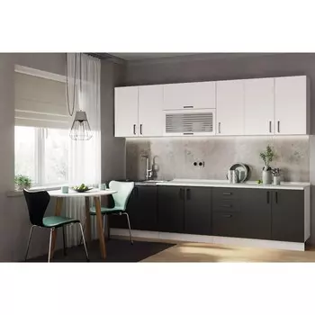 Кухонный гарнитур тиффани 2600 мдф, белый софт/антрацит софт