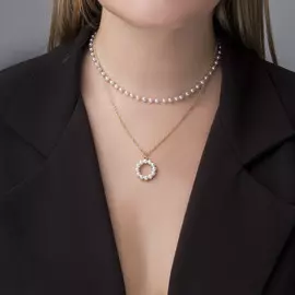 Кулон на цепочке с жемчугом