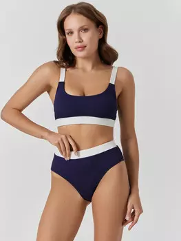 Купальник женский раздельный синий в рубчик