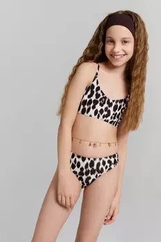 Купальник для девочек раздельный леопардовый