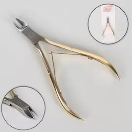 Кусачки маникюрные для кутикулы, двойная пружина, 10 см, длина лезвия - 11 мм, на блистере, цвет золотой/серебристый