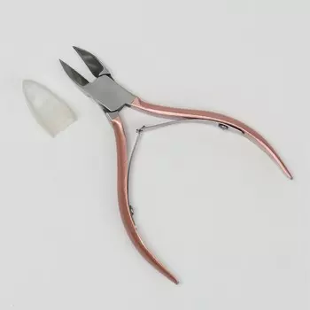 Кусачки педикюрные, 2 пружины, 10.5 см, длина лезвия - 15 мм, цвет розовое золото, серебристый