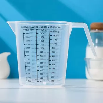 Стакан мерный доляна, 1.5 л, пластик, прозрачный