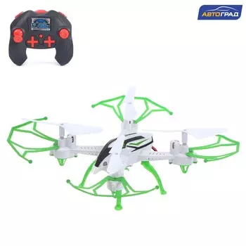 Квадрокоптер радиоуправляемый skydrone, работает от аккумулятора, цвет зеленый