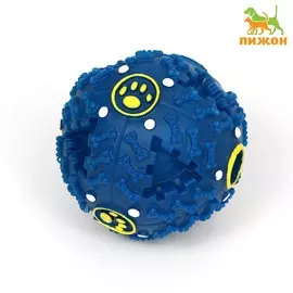 Квакающий мяч для собак большой, жесткий, 9,5 см, темно-синий