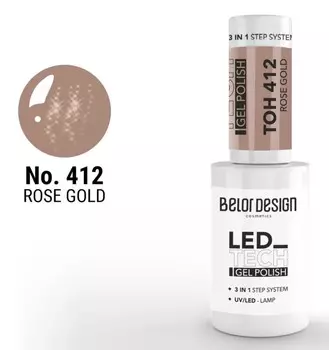 Лак-гель для ногтей led tech, тон 412