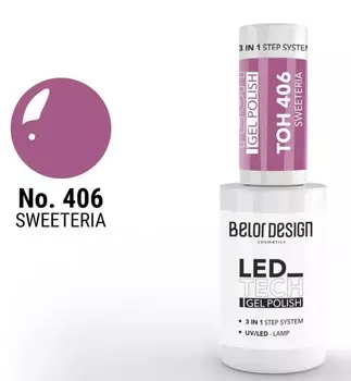Лак-гель для ногтей Led Tech, тон 406