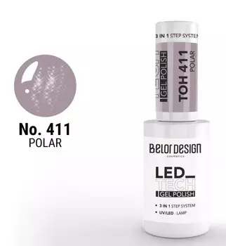 Лак-гель для ногтей led tech, тон 411