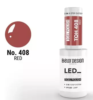Лак-гель для ногтей led tech, тон 408