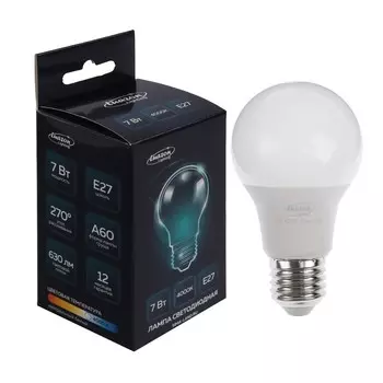 Лампа cветодиодная luazon lighting, a60, 7 вт, e27, 630 лм, 4000 к, дневной свет