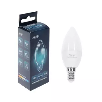 Лампа cветодиодная luazon lighting, c37, 7 вт, e14, 630 лм, 4000 к, дневной свет