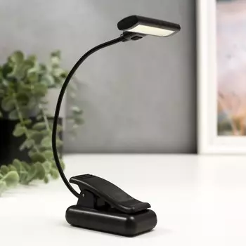 Лампа для чтения на прищепке 16430/1 led от батареек 3ааа черный 7х4,5х31 см risalux