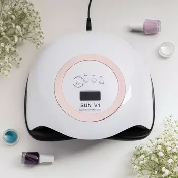 Лампа для маникюра luazon luf-12, uv/led, 42 диода, 168 вт, таймер, бело-золотая