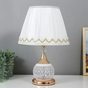 Лампа настольная 16434/1wt е27 40вт бело-золотой 27,5х27,5х42 см risalux