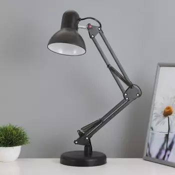 Лампа настольная е27, h=55 см, шарнирная черная risalux