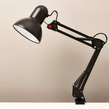 Лампа настольная е27, на зажиме (220в) черная h=55 см (811) risalux