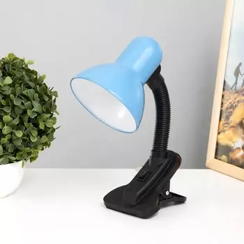 Лампа настольная е27, с выкл. на зажиме (220 в) голубая (108 в) risalux