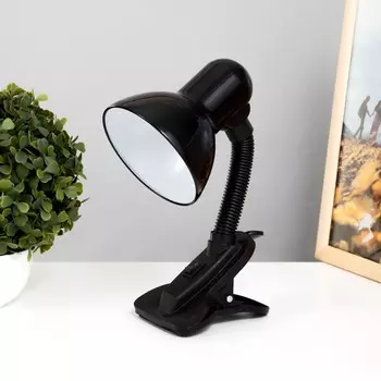 Лампа настольная е27, с выкл. на зажиме (220 в) черная (108 в) risalux