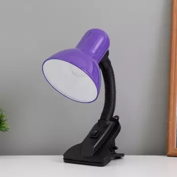 Лампа настольная е27, с выкл. на зажиме (220 в) фиолетовая (108 в)