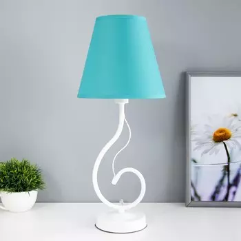 Лампа настольная марсель 1х15вт е14 18х18х42см белый/бирюзовый risalux