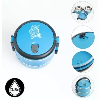 Ланч-бокс доляна bon appetit, 800 мл, 1316 см, нержавеющая сталь, голубой