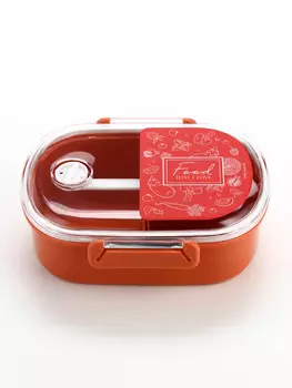 Ланч - бокс овальный с 3 секциями и ложкой bon appetit, 1914.56 см