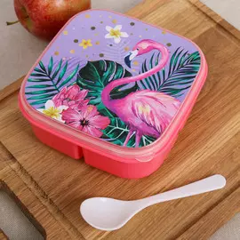 Ланч - бокс квадратный с секциями и ложкой