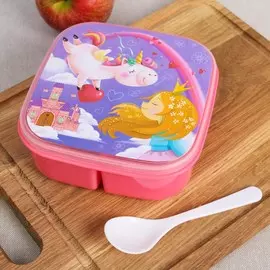 Ланч - бокс квадратный с секциями и ложкой